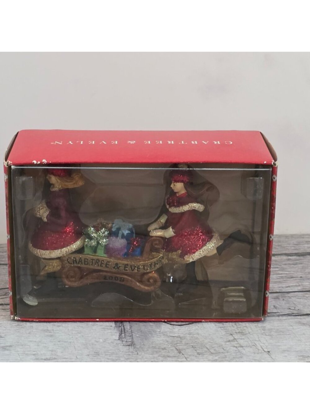 Crabtree & Evelyn 2009 Limited Edition Festive Ornament Glittered Red Dresses &
